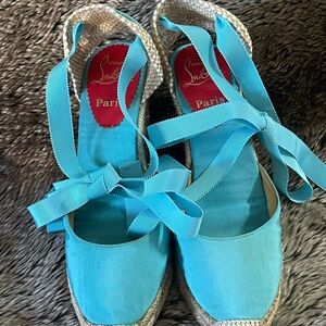 Christian Louboutin Turquoise Espadrille Flats